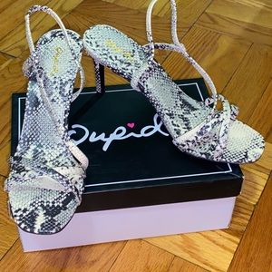 LAST CHANCE Snake print open toe heels
